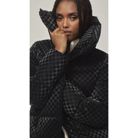 Save The Duck Alas Damy19 Black Checkered Quilted Puffer Women's NWT! Sz 2/M - Picture 2 of 16